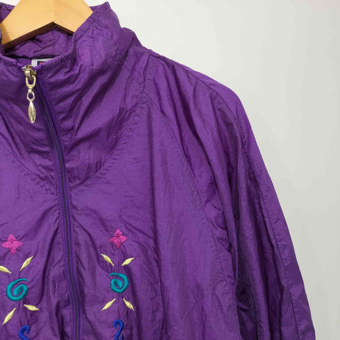 BOLO SPIRIT 80-90s フロント刺繍 ナイロンジャケット レディース import:L