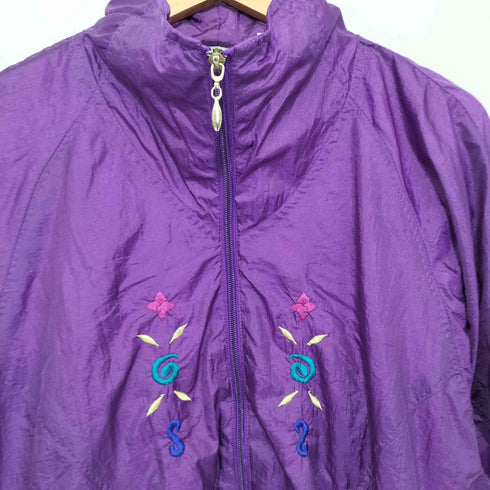 BOLO SPIRIT 80-90s フロント刺繍 ナイロンジャケット レディース import:L