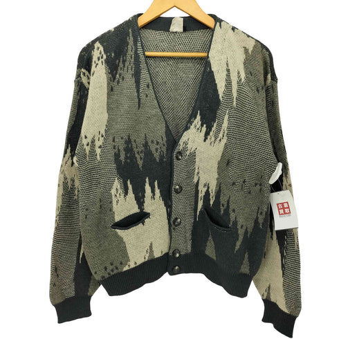 モディリアーニ Modigliani 90s 総柄 ウール混 ニットカーディガン メンズ import:L