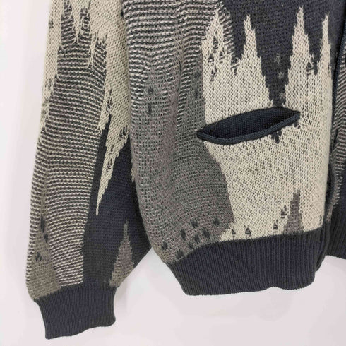 モディリアーニ Modigliani 90s 総柄 ウール混 ニットカーディガン メンズ import:L