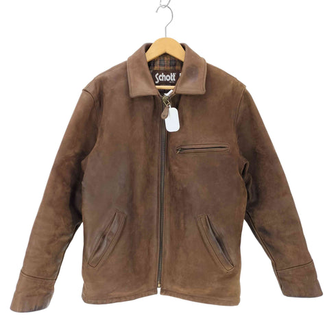 ショット Schott Lot. BNDL 裏地キルティングチェック柄 シングル ライダース レザー ジャケット 襟付き メンズ 40