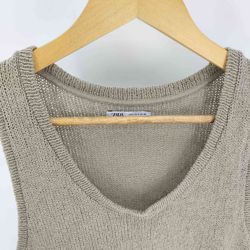 ザラ ZARA コットン ポリ ローゲージ ニット タンクトップ メンズ import:S