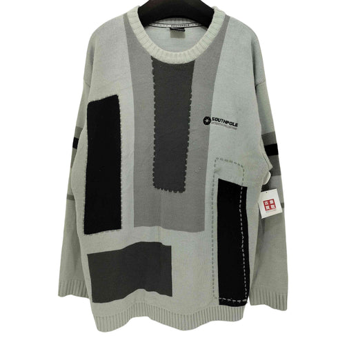 サウスポール SOUTHPOLE 80-90s ロゴ刺繍 ステッチデザイン クルーネックニット メンズ XL