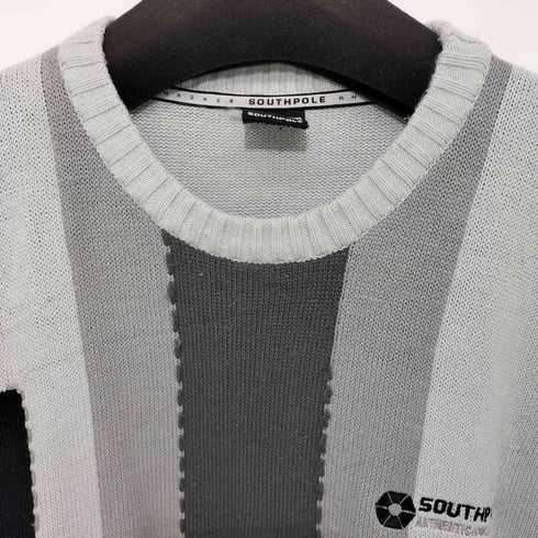 サウスポール SOUTHPOLE 80-90s ロゴ刺繍 ステッチデザイン クルーネックニット メンズ XL