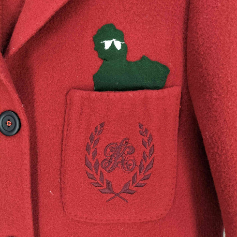 イタリヤ 伊太利屋 ロゴ刺繍 カシミヤ混 ウール 3B テーラードジャケット レディース 9
