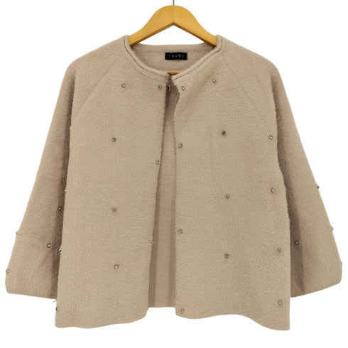 TRUBE ビジュー付きシャギーニットジャケット レディース