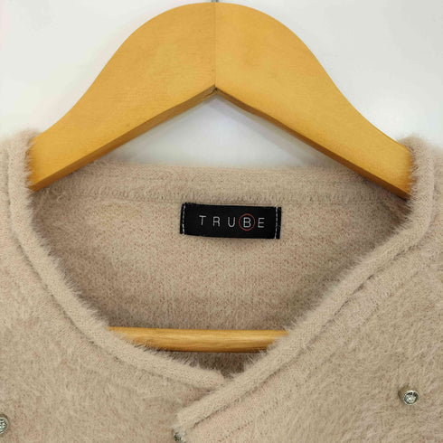 TRUBE ビジュー付きシャギーニットジャケット レディース