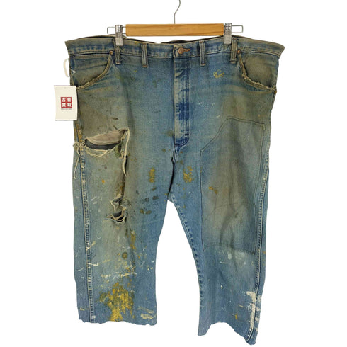 ラングラー Wrangler 90-00S リメイク ダブルニー ダメージ カットオフ デニムパンツ ジョーツ メンズ 46X32