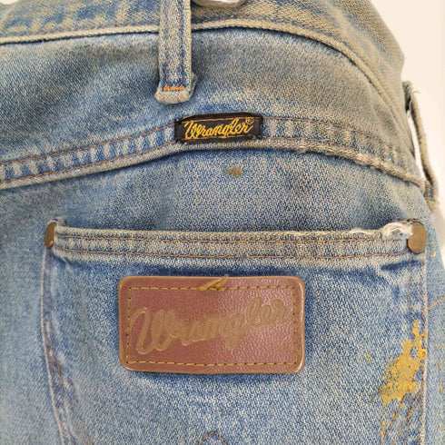 ラングラー Wrangler 90-00S リメイク ダブルニー ダメージ カットオフ デニムパンツ ジョーツ メンズ 46X32