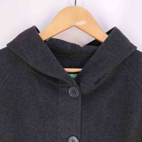 ユナイテッドカラーズオブベネトン UNITED COLORS OF BENETTON イタリア製 ウールナイロン フーデッドコート レディース import:XS
