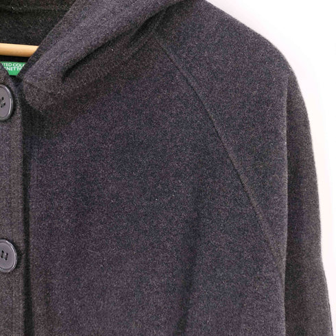 ユナイテッドカラーズオブベネトン UNITED COLORS OF BENETTON イタリア製 ウールナイロン フーデッドコート レディース import:XS