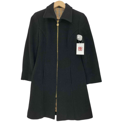 バーバリーブルーレーベル BURBERRY BLUE LABEL 裏地ノヴァチェック ジップアップ ウールハーフコート レディース JPN:38