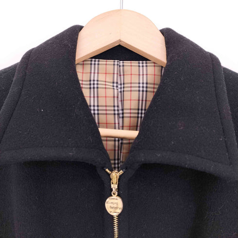 バーバリーブルーレーベル BURBERRY BLUE LABEL 裏地ノヴァチェック ジップアップ ウールハーフコート レディース JPN:38
