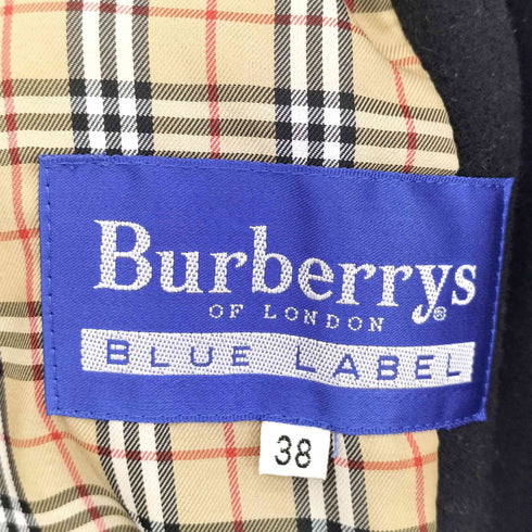 バーバリーブルーレーベル BURBERRY BLUE LABEL 裏地ノヴァチェック ジップアップ ウールハーフコート レディース JPN:38