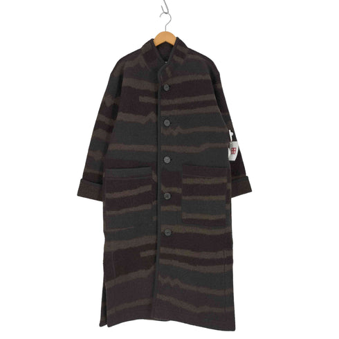 プランテーション Plantation 91AW ボーダー ウール スタンドカラーコート レディース JPN:M