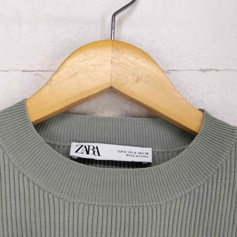 ザラ ZARA フリルトリム付きリブニットセーター レディース import:S
