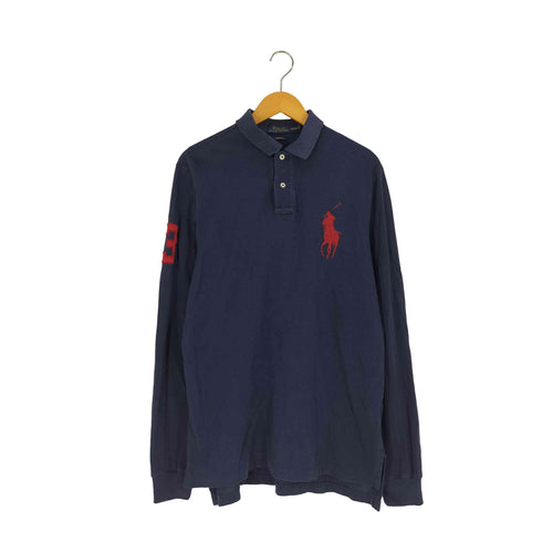 ポロラルフローレン POLO RALPH LAUREN CUSTOM FIT ポニー刺繍 アーム ナンバリングワッペン ロングスリーブ ポロシャツ メンズ import:L