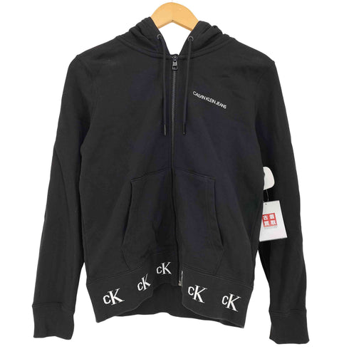 カルバンクラインジーンズ Calvin Klein Jeans 裾リブロゴ ジップアップパーカー 短丈 レディース import:S