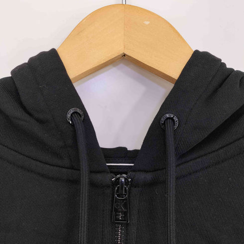 カルバンクラインジーンズ Calvin Klein Jeans 裾リブロゴ ジップアップパーカー 短丈 レディース import:S