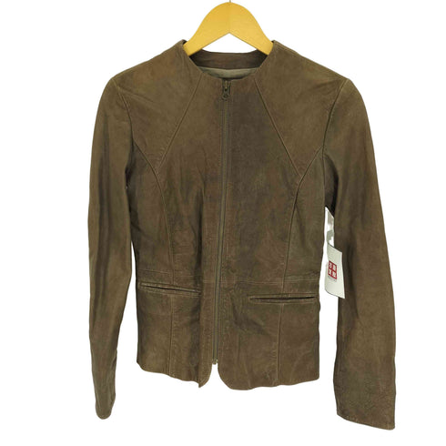 マックスアンドコー MAX & CO. LEATHER JACKET ラムレザー ジップアップ ジャケット レディース FR:36