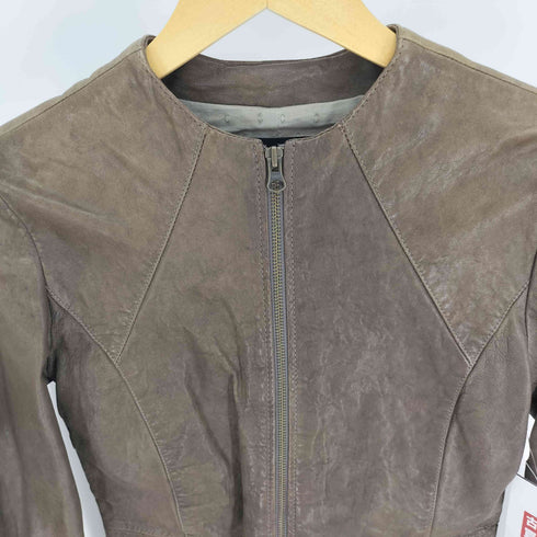 マックスアンドコー MAX & CO. LEATHER JACKET ラムレザー ジップアップ ジャケット レディース FR:36
