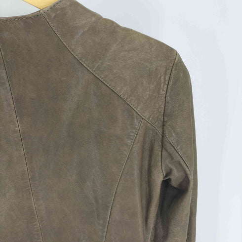 マックスアンドコー MAX & CO. LEATHER JACKET ラムレザー ジップアップ ジャケット レディース FR:36