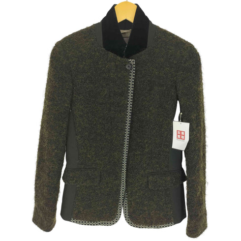 エトロ ETRO イタリア製 モヘヤ アルパカ 混 ミックスウール シャギー ジップアップ ジャケット レディース EUR:42