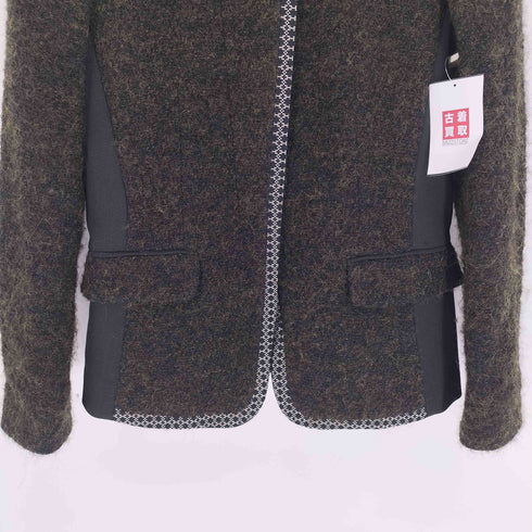 エトロ ETRO イタリア製 モヘヤ アルパカ 混 ミックスウール シャギー ジップアップ ジャケット レディース EUR:42
