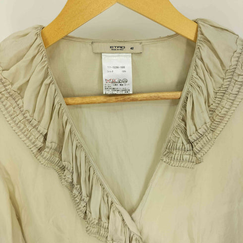 エトロ ETRO イタリア製 シルク ギャザー フリル ブラウス レディース EUR:42