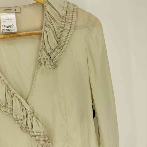 エトロ ETRO イタリア製 シルク ギャザー フリル ブラウス レディース EUR:42