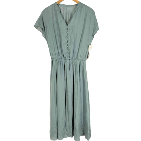 ユナイテッドアローズグリーンレーベルリラクシング UNITED ARROWS green label relaxing CS Vネック マエボタン ショートスリーブ ワンピース レディース