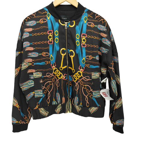 ザラ ZARA 総柄 ジップアップジャケット ブルゾン レディース import:S