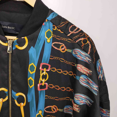 ザラ ZARA 総柄 ジップアップジャケット ブルゾン レディース import:S