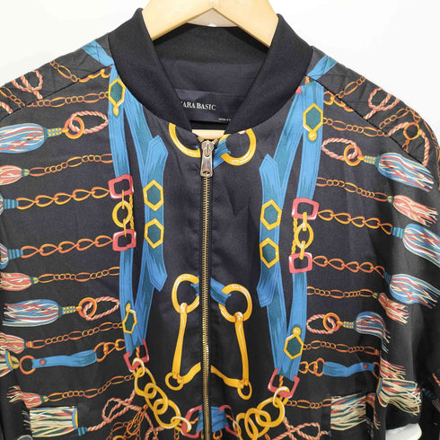 ザラ ZARA 総柄 ジップアップジャケット ブルゾン レディース import:S