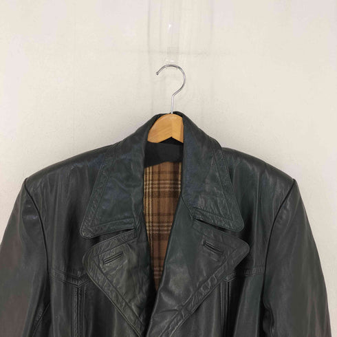 M.Beuerle 推定60s~ MADE IN GERMANY ユーロ 裏地チェック レザーモーターサイクルコート メンズ