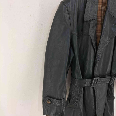 M.Beuerle 推定60s~ MADE IN GERMANY ユーロ 裏地チェック レザーモーターサイクルコート メンズ