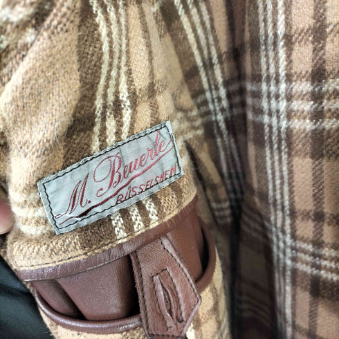 M.Beuerle 推定60s~ MADE IN GERMANY ユーロ 裏地チェック レザーモーターサイクルコート メンズ