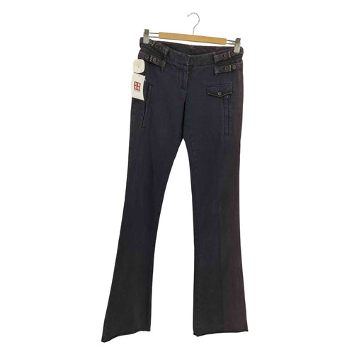 MADE IN ITALY ダブルベルト ローライズ ブーツカットチノパンツ LAMPO ナス紺 フェード レディース EUR:38