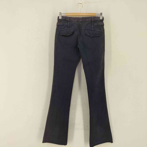 MADE IN ITALY ダブルベルト ローライズ ブーツカットチノパンツ LAMPO ナス紺 フェード レディース EUR:38