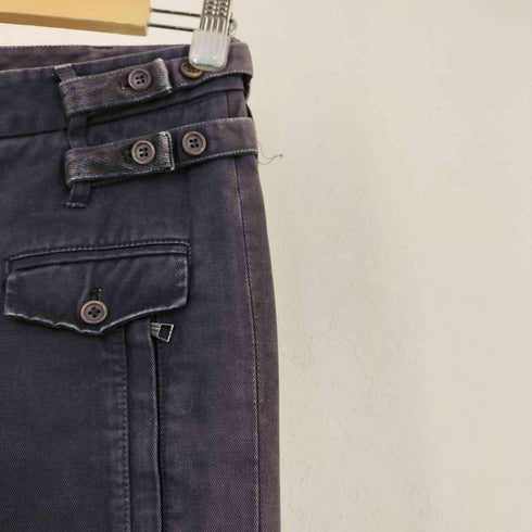 MADE IN ITALY ダブルベルト ローライズ ブーツカットチノパンツ LAMPO ナス紺 フェード レディース EUR:38