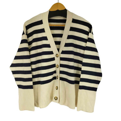 ザラ ZARA ボーダーコットンカーディガン レディース S