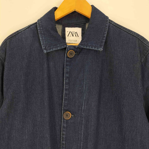 ザラ ZARA デニム ステンカラーコート メンズ import:M