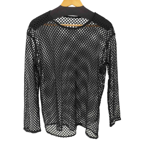 クルーネックメッシュ L/S トップス レディース
