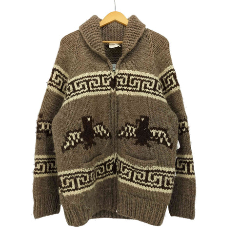TUAK 80-90S カナダ製 HAND KNIT サンダーバード柄 ウール カウチン ニットジャケット メンズ