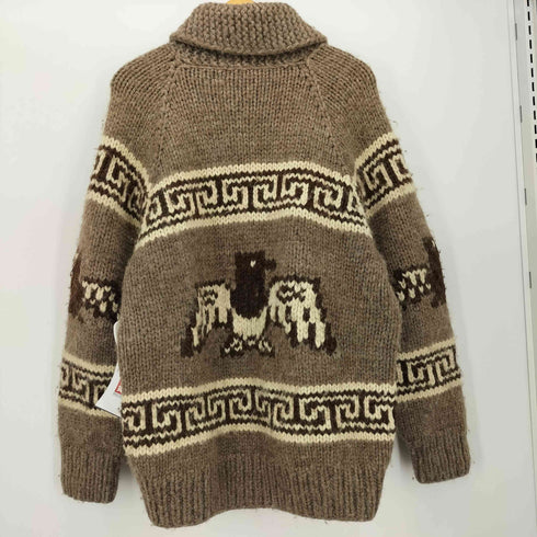 TUAK 80-90S カナダ製 HAND KNIT サンダーバード柄 ウール カウチン ニットジャケット メンズ