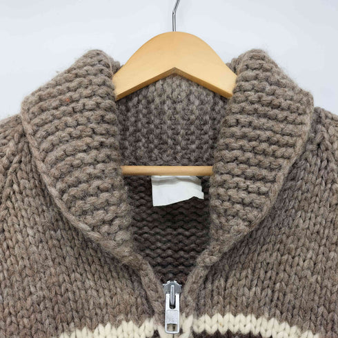 TUAK 80-90S カナダ製 HAND KNIT サンダーバード柄 ウール カウチン ニットジャケット メンズ