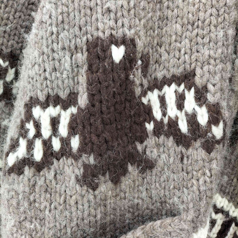 TUAK 80-90S カナダ製 HAND KNIT サンダーバード柄 ウール カウチン ニットジャケット メンズ