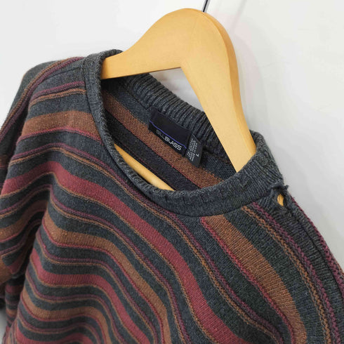 BILLBLASS 90S USA製 コットン混アクリル マルチカラー 3D ボーダーニット メンズ JPN:L