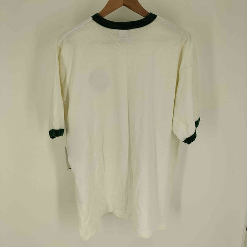 ステューシー Stussy 90S USA製 紺タグ ラスタカラー サッカー プリント リンガー S/S Tシャツ トリム メンズ import:XL