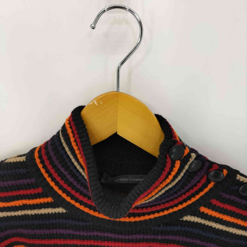 リキエルオム RYKIEL HOMME ウール100% 肩ボタン 3Dボーダー ニット レディース EUR:46